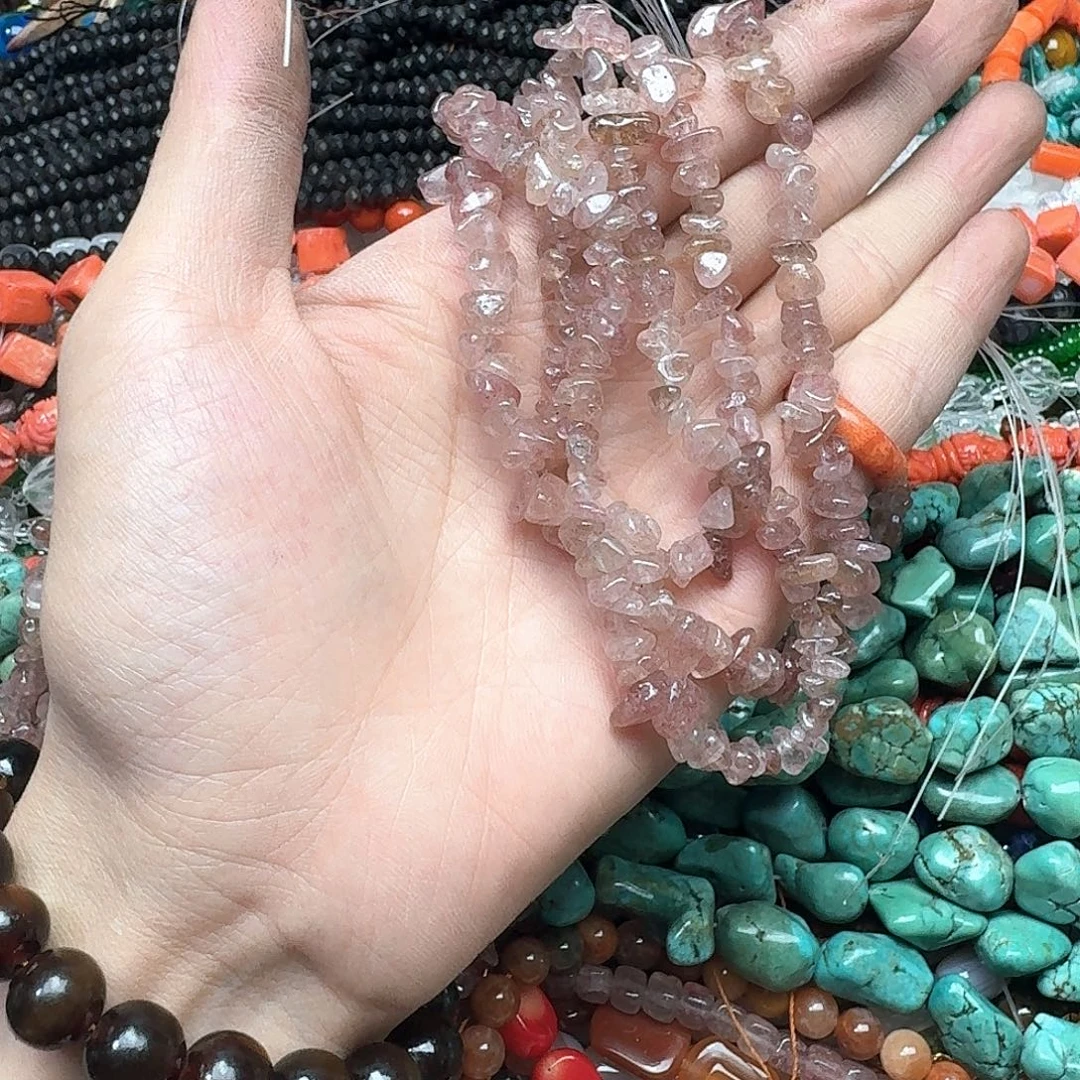 玛瑙/玉髓未镶嵌珠宝半成品一条草莓晶碎石毛衣链