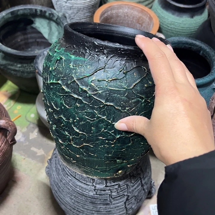 绿金浮雕高20口14