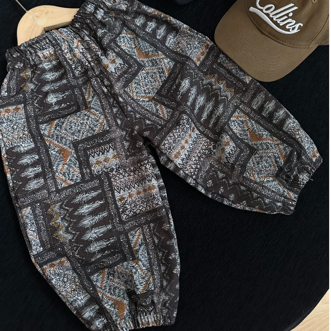 儿童夏季韩版时尚薄款冰冰裤灯笼裤洋气老花防蚊裤夏天潮防蚊裤