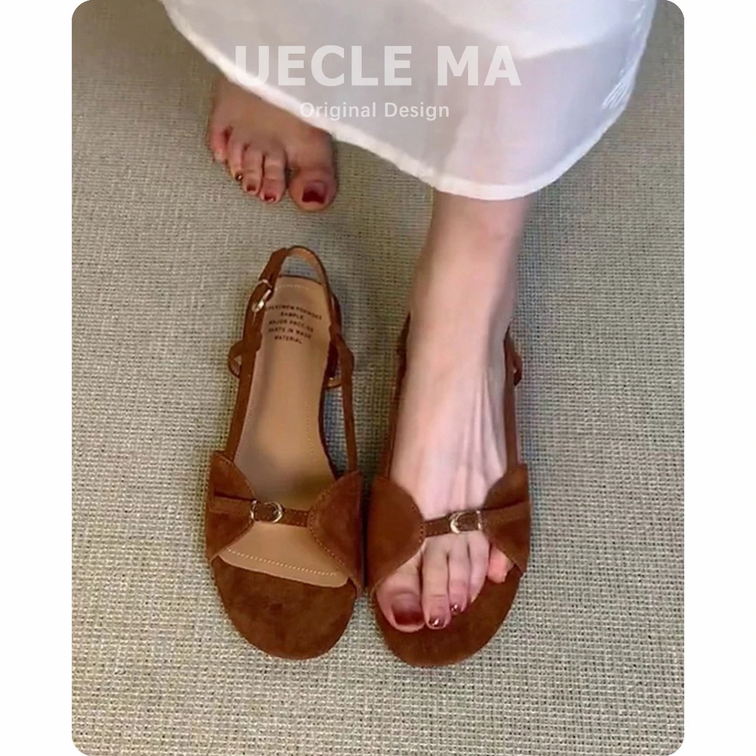 羊皮版~法式凉鞋女夏外穿2025新款仙女绝美百搭配裙子平底罗马鞋