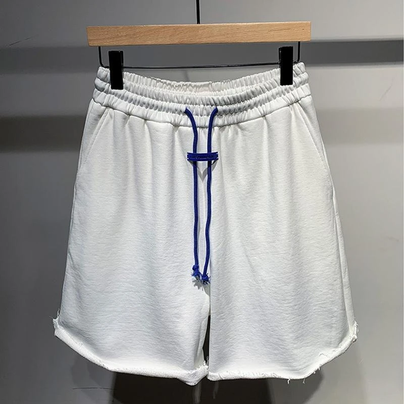 抽绳毛边篮球短裤男夏季大码300斤美式复古宽松休闲五分裤ins潮牌