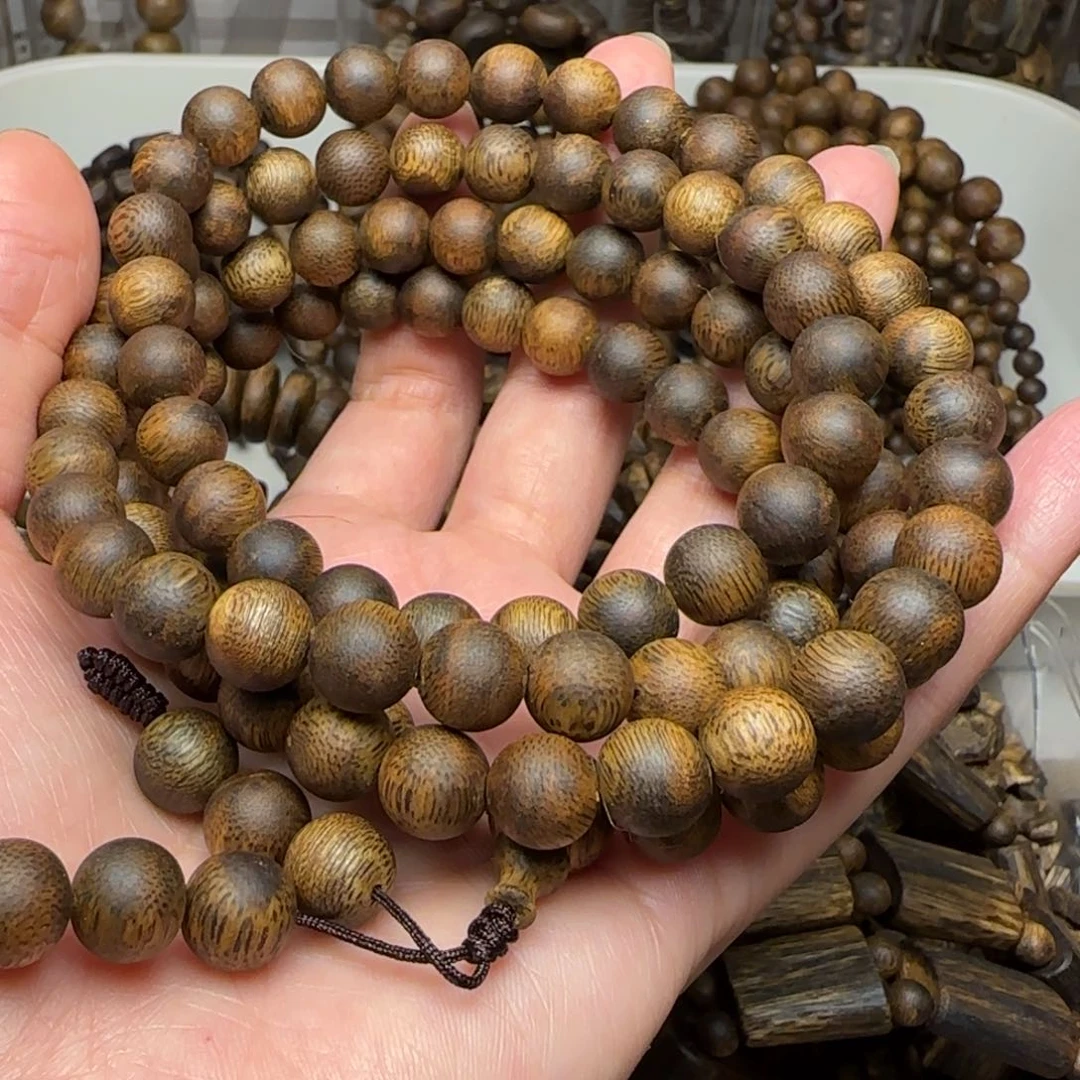 沉香手串财**进多圈108颗0.9规格海南乌身老料34.8克