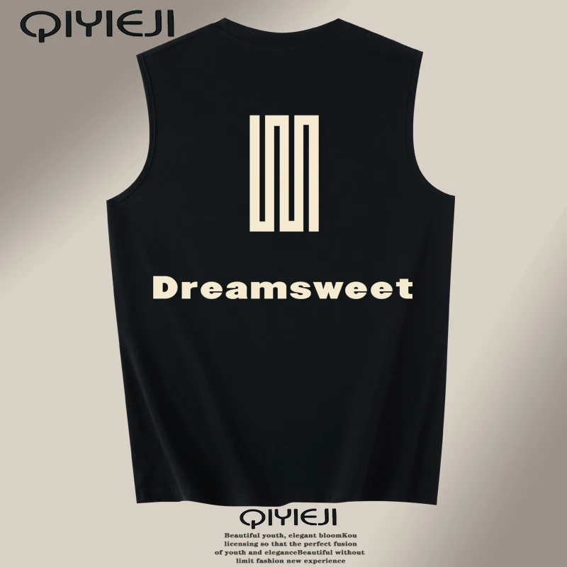 潮流宽松重磅纯棉无袖T恤背心夏季坎肩男士健身运动健身外穿坎肩