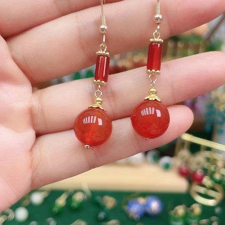 玛瑙/玉髓耳钉合金