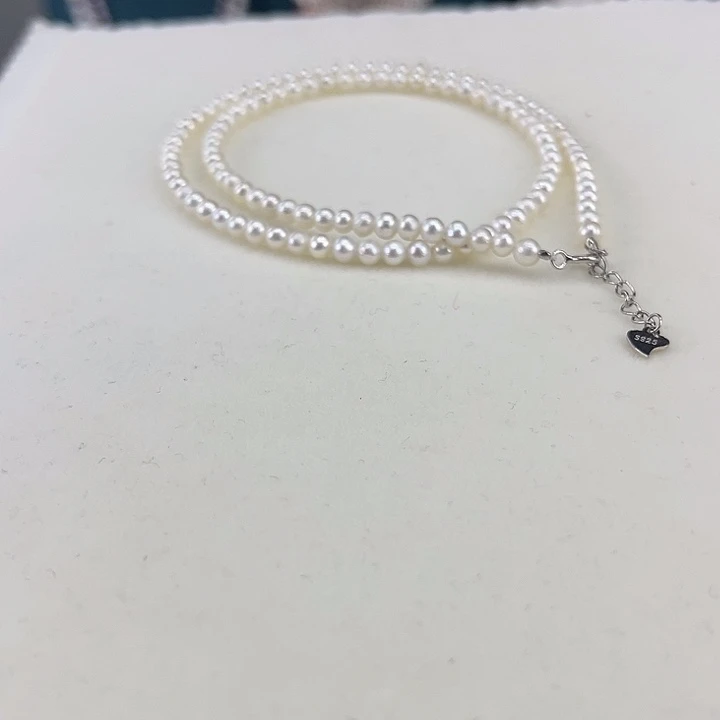 淡水珍珠银S925镶嵌颈饰3-4