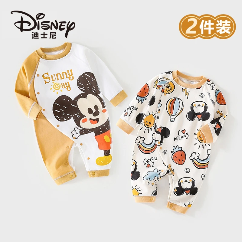 Disney/迪士尼 2件装 婴幼儿春秋款连体衣新生儿纯棉薄款长袖哈衣