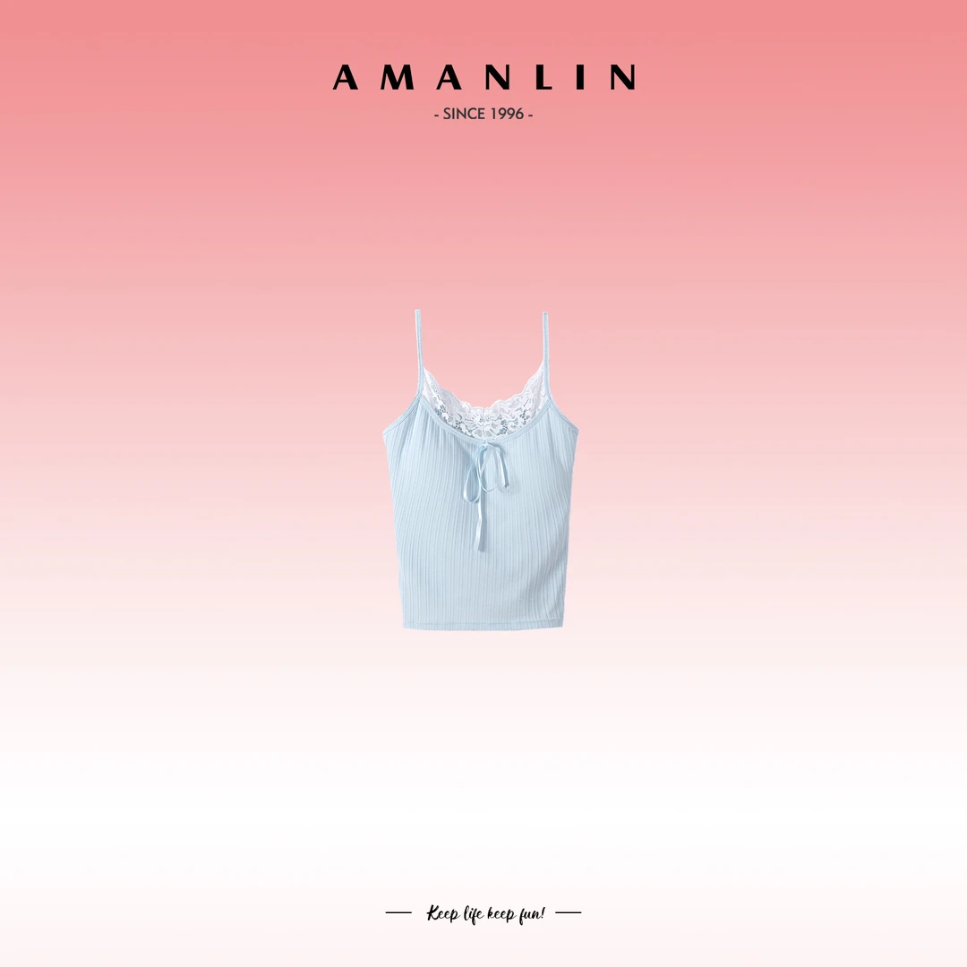 AMANLIN/阿谩琳春夏季内搭气质欧若风百搭纯色蕾丝边美背F595551