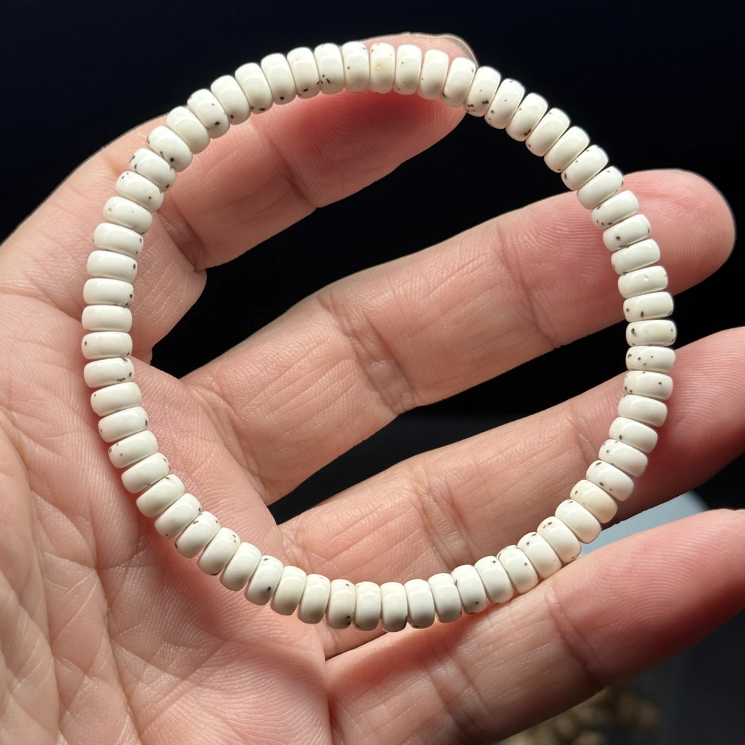 原生态顺白星月菩提6/3mm药片大留白单圈手串一物一图