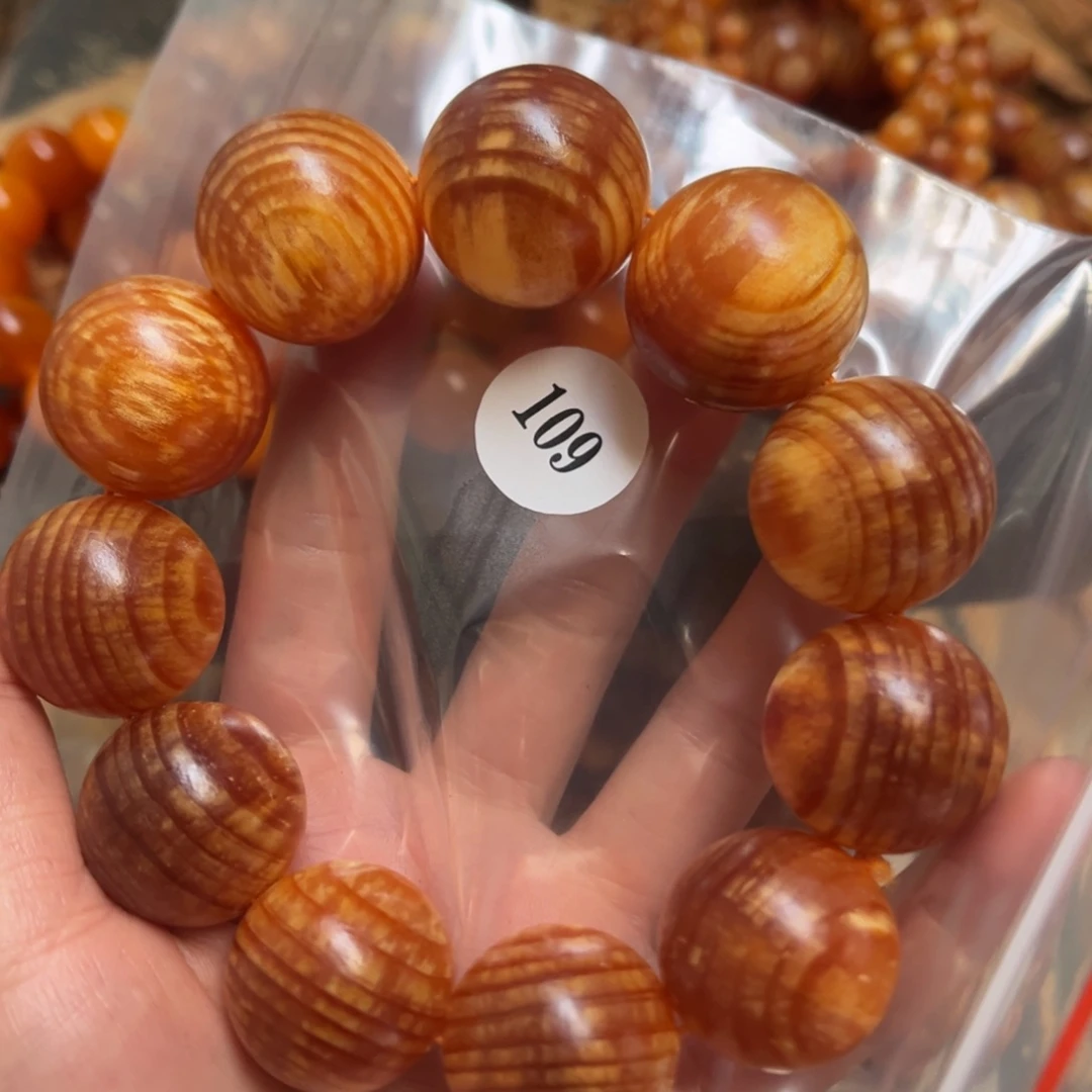 心***切手串/手链松木（琥珀木）109三通满文2.5