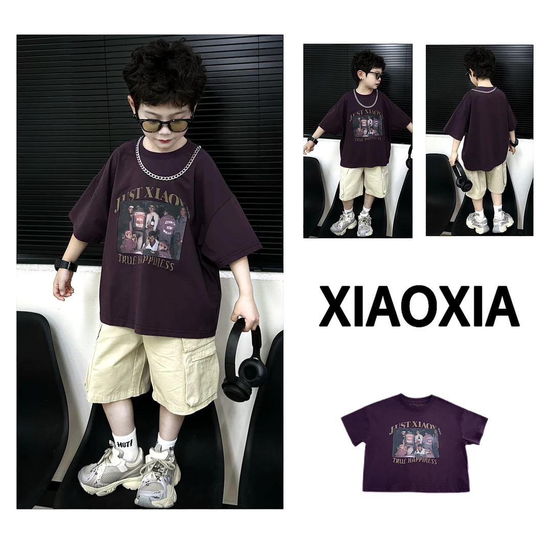 XXJ 2000 快乐真谛【美式男孩】紫调怀旧派对短袖T恤