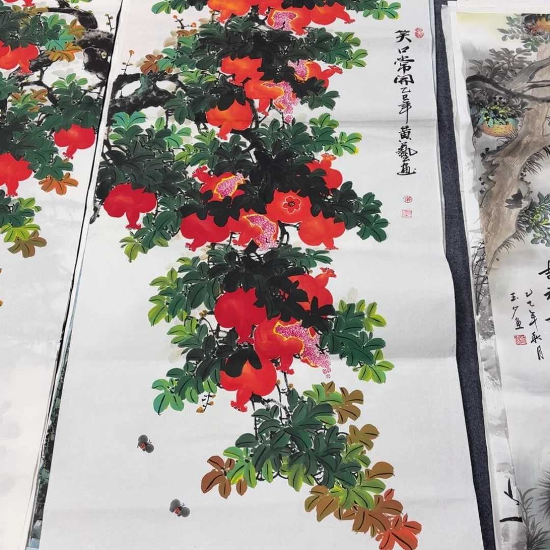 任***星国画140×70精品石榴手绘画画画