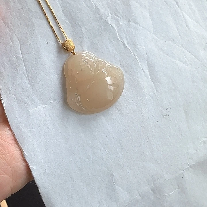 小****和田玉18K金镶嵌颈饰送银项链