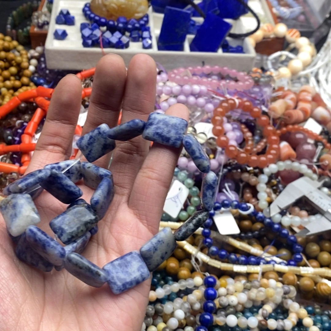 玛瑙/玉髓未镶嵌珠宝半成品一条12×18天然蓝纹石无事牌C72