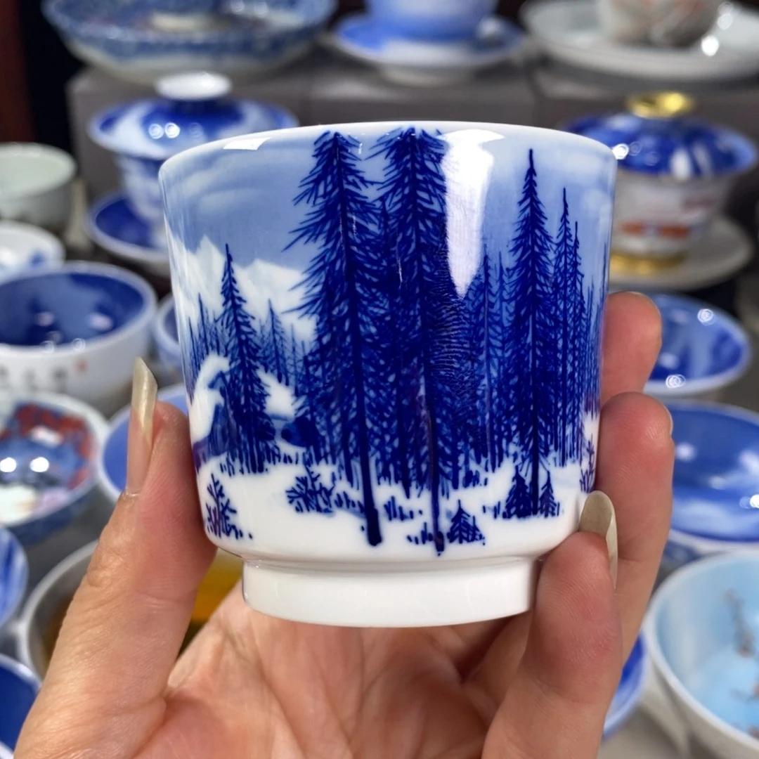 青花雪景主人杯杯