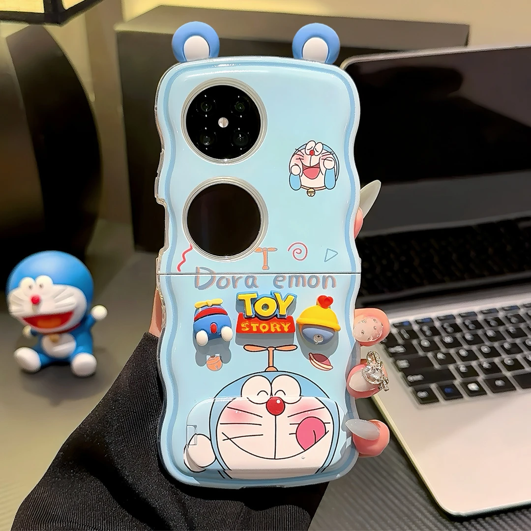 适用于华为POCKET2波浪手机壳FINDN3FLIP小叮当可爱卡通支架高级