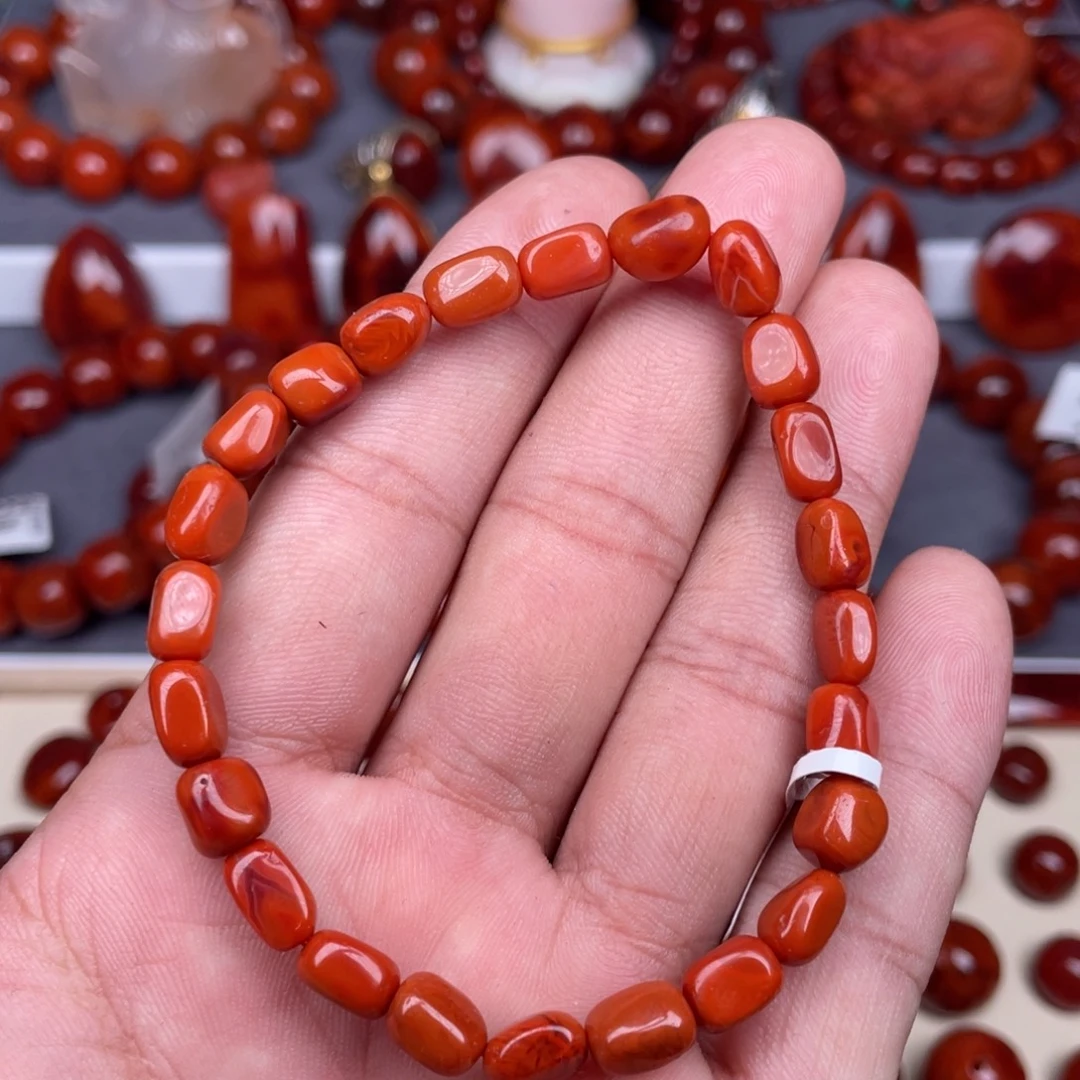 南红玛瑙未镶嵌瓦西随型手串