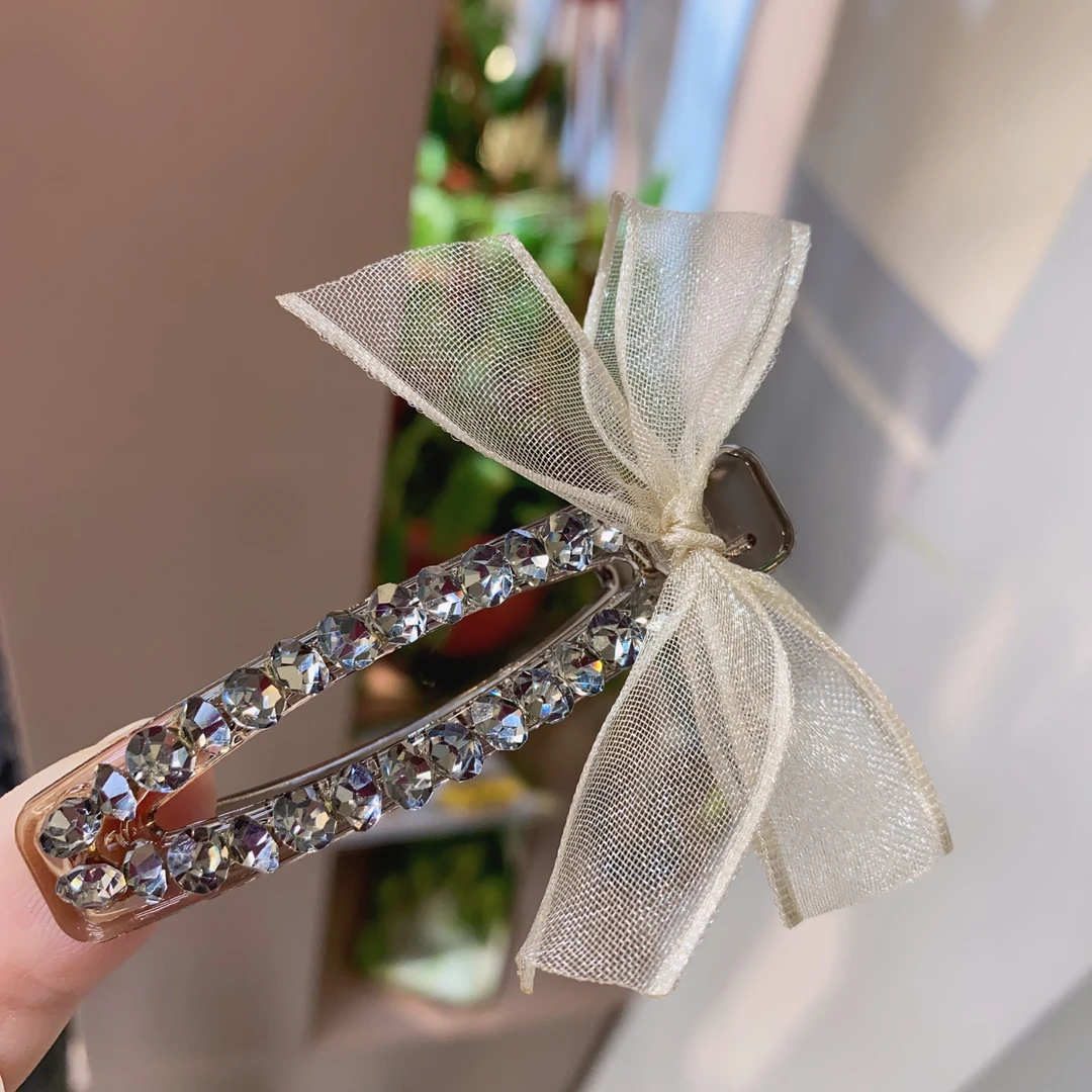 A491香槟色蝴蝶结鸭夹