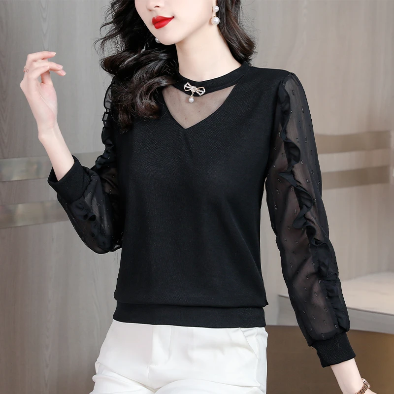 网纱打底衫女士春秋冬2025年新款洋气高级感小衫今年爆款内搭上衣