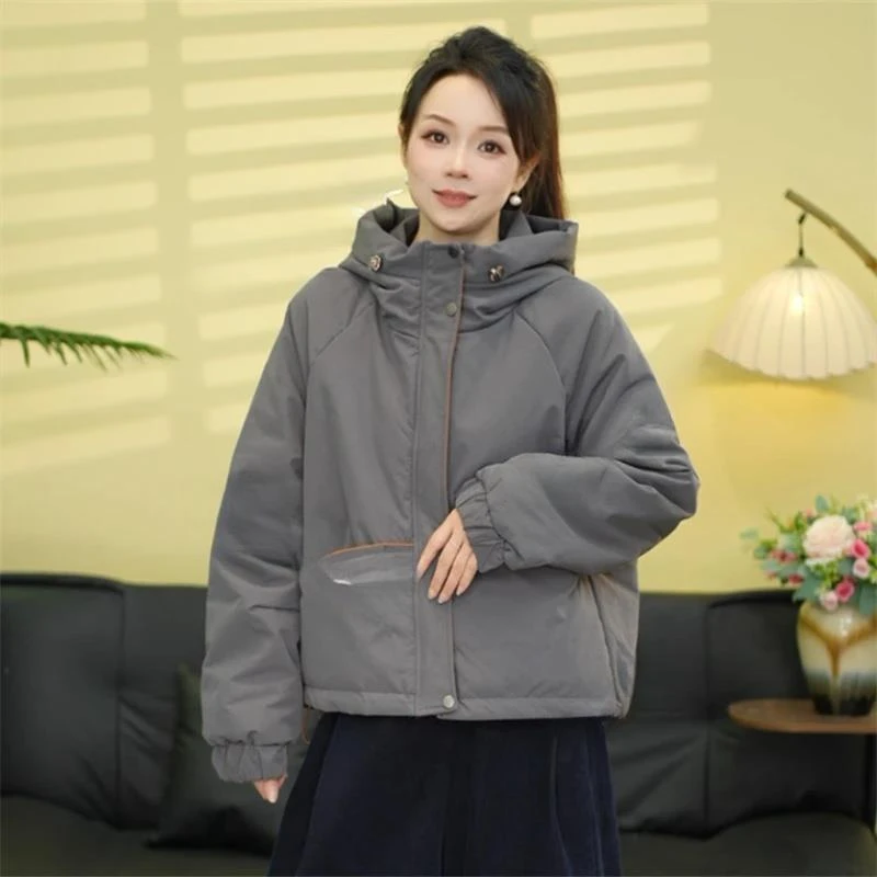 2025冬季新款连帽加厚款棉服外套女设计感时尚百搭宽松休闲棉衣潮