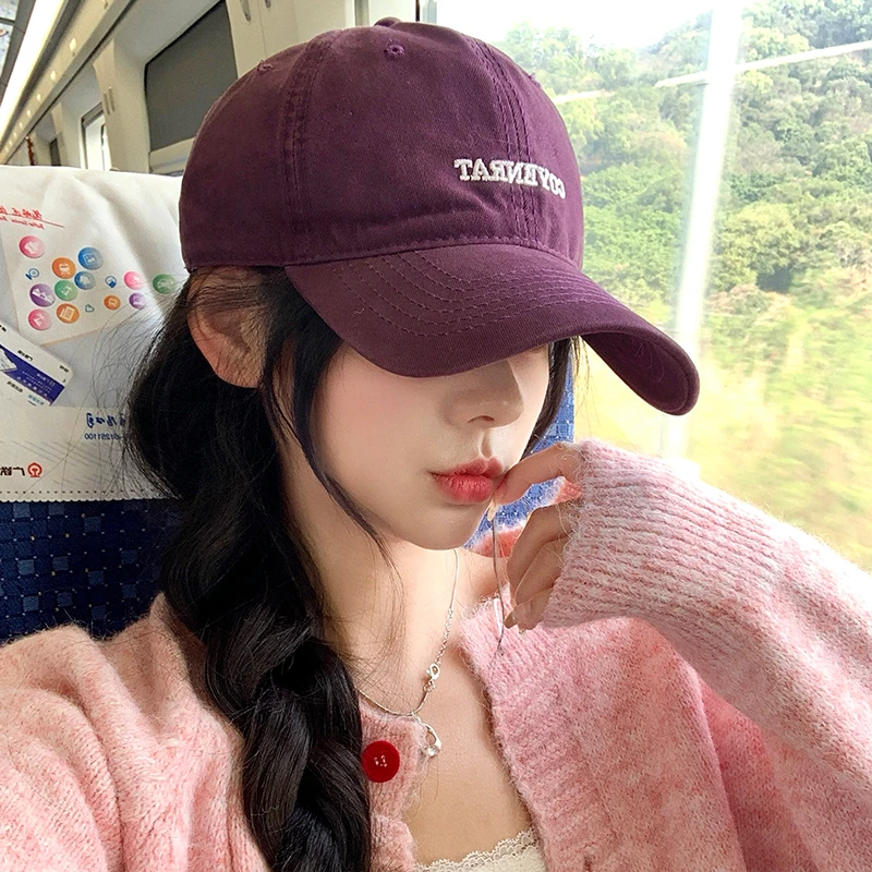 韩版刺绣棒球帽女2025新款宽帽檐大脸显脸小百搭遮阳软顶鸭舌帽男