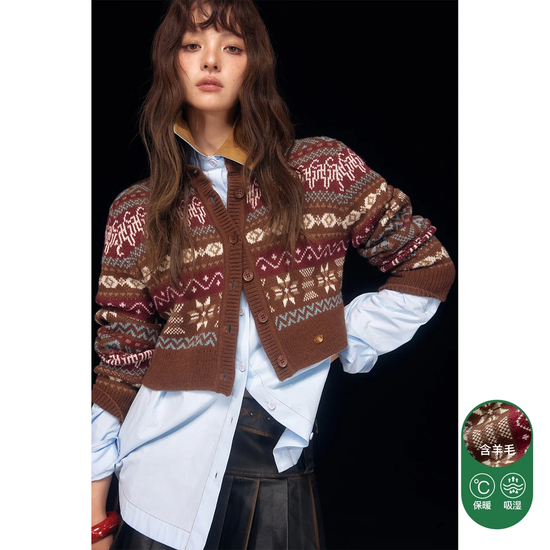 CHUU冬季女装辣妹复古穿搭短款百搭简约慵懒风针织衫