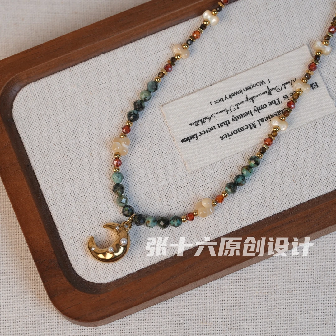 钛钢项链 [月亮]张十六原创设计手工串珠复古小众彩色颈链