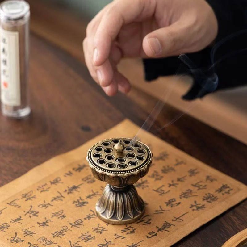 （送一管香）十八孔高脚宝莲灯香炉茶道配件409
