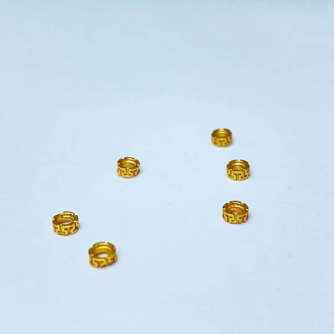 925银银制品 【萌宝饰品】H19金色回纹小跑环宽3mm内径2mm（两个装）