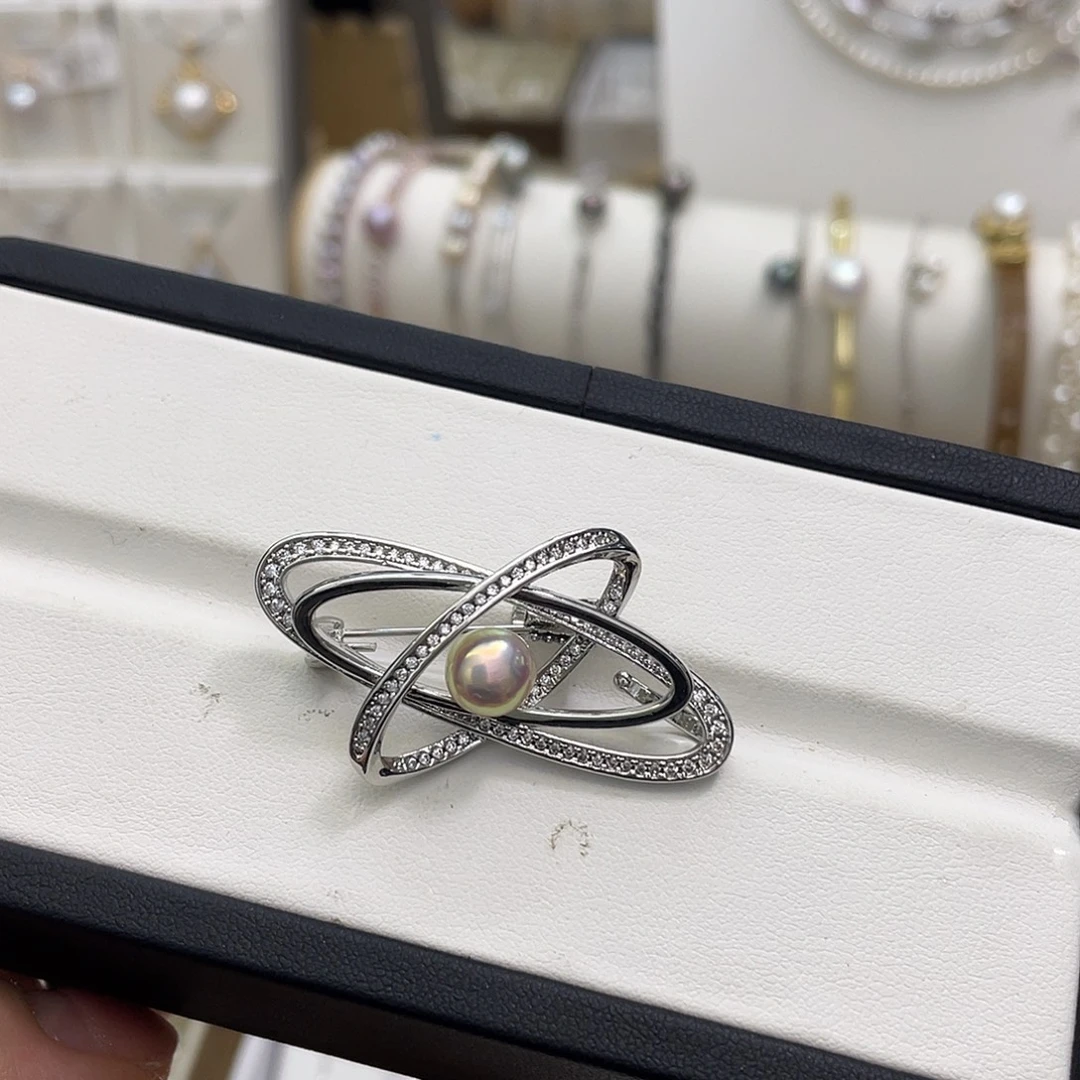 淡水珍珠胸针合金