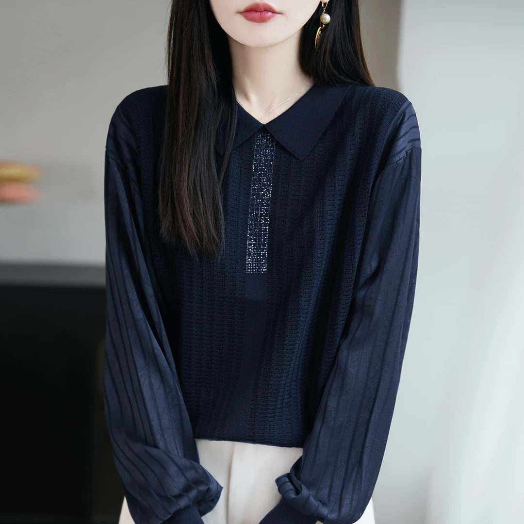 微胖mm春秋大码女士毛衣遮肚子显瘦气质娃娃领上衣内搭针织打底衫