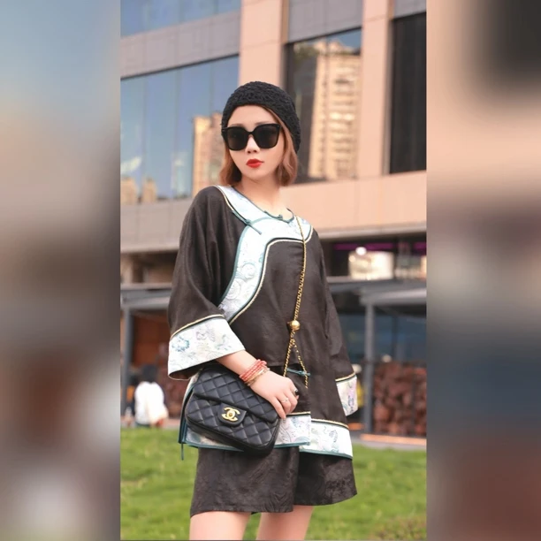 A697【浣溪沙】春夏新款国风原创设计设计师拼接刺绣气质设计款上衣