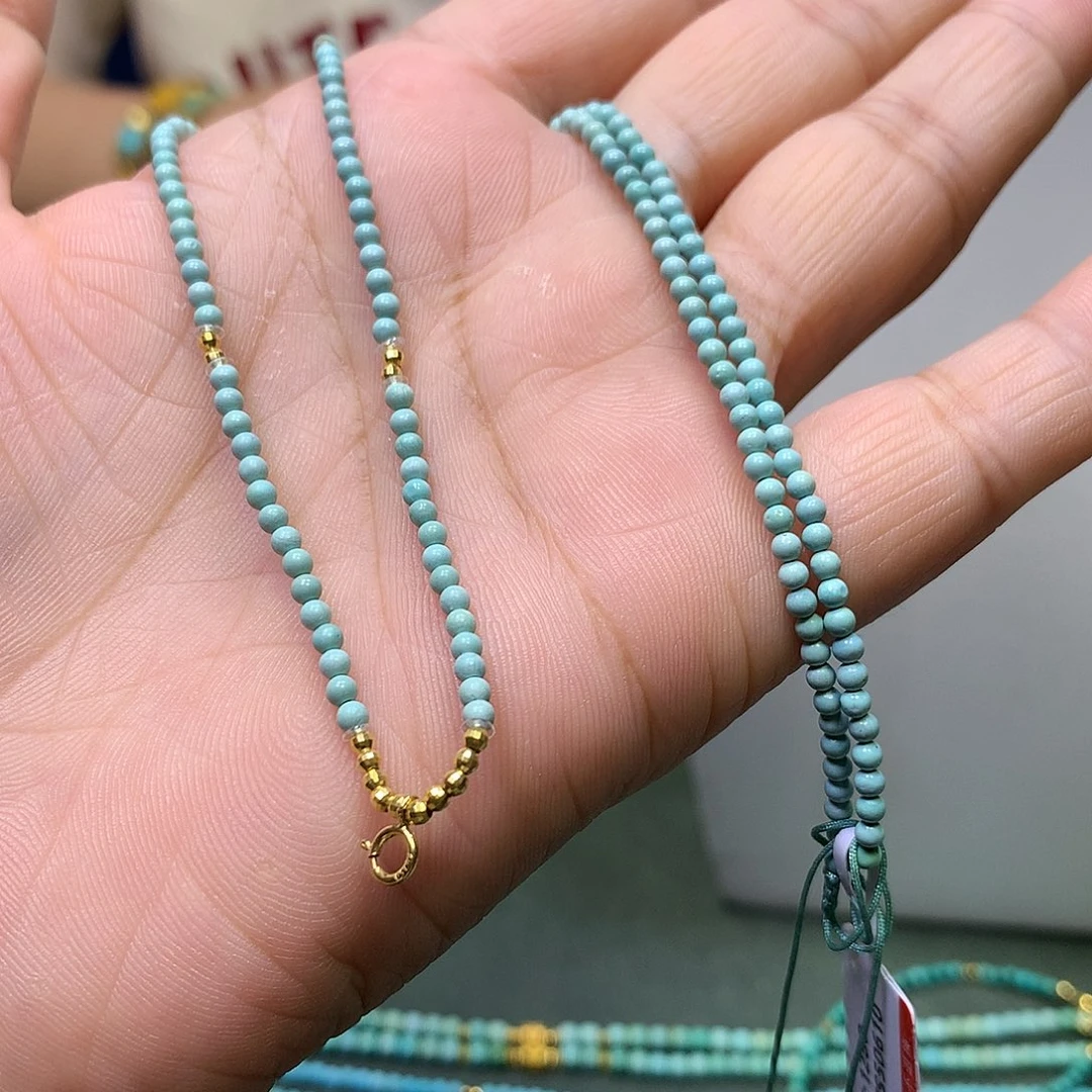 绿松石18K金镶嵌万能链