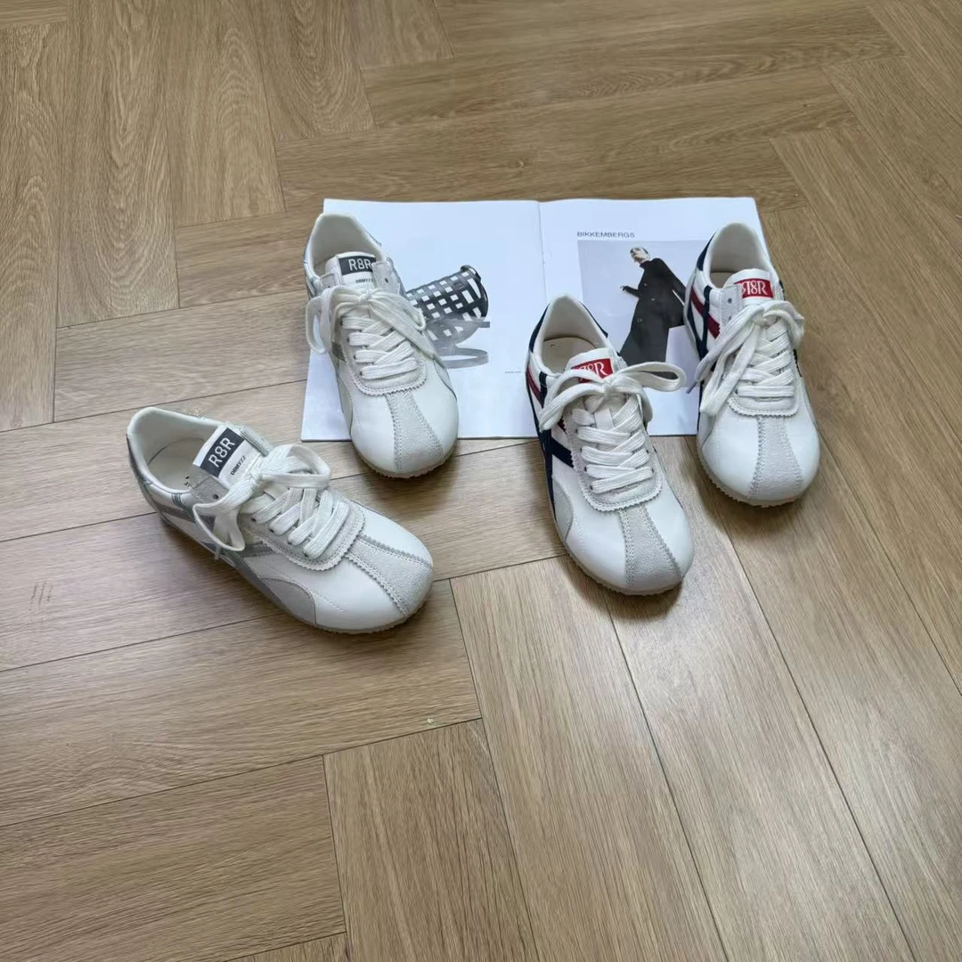 复古平底阿甘鞋秋季新款撞色百搭休闲鞋女H9909（鞋盒破损）