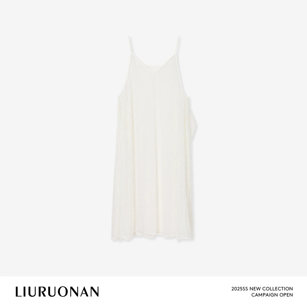 LIURUONAN 25SS【白露纱裙】叠穿氛围感镂空针织V领无袖吊带连衣裙