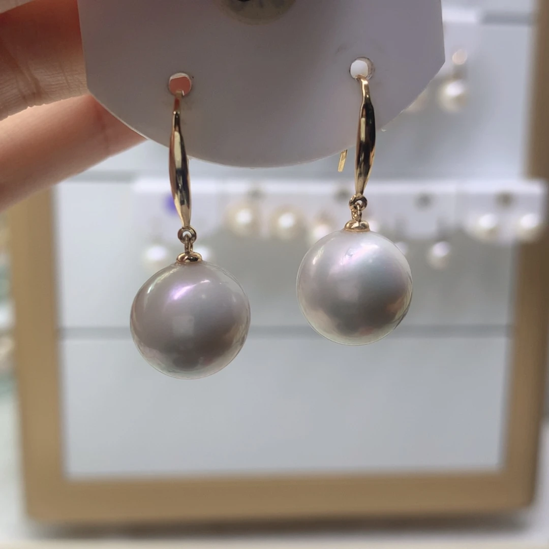 银S925镶嵌耳饰淡水珍珠