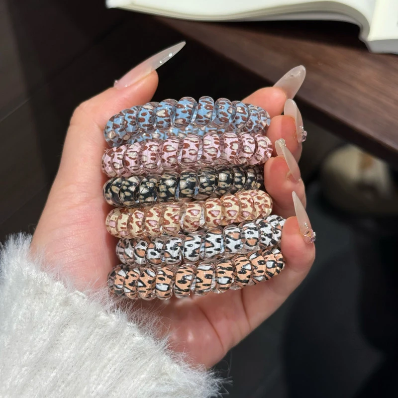 百搭豹纹电话线圈韩系简约潮流ins风高弹力无痕头绳扎头发发饰女