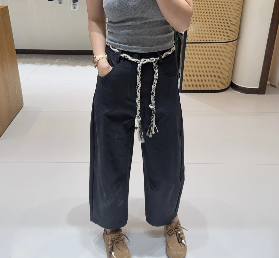 【MY SHAN】秋季新款中高腰韩系宽松百搭休闲九分阔腿裤8028