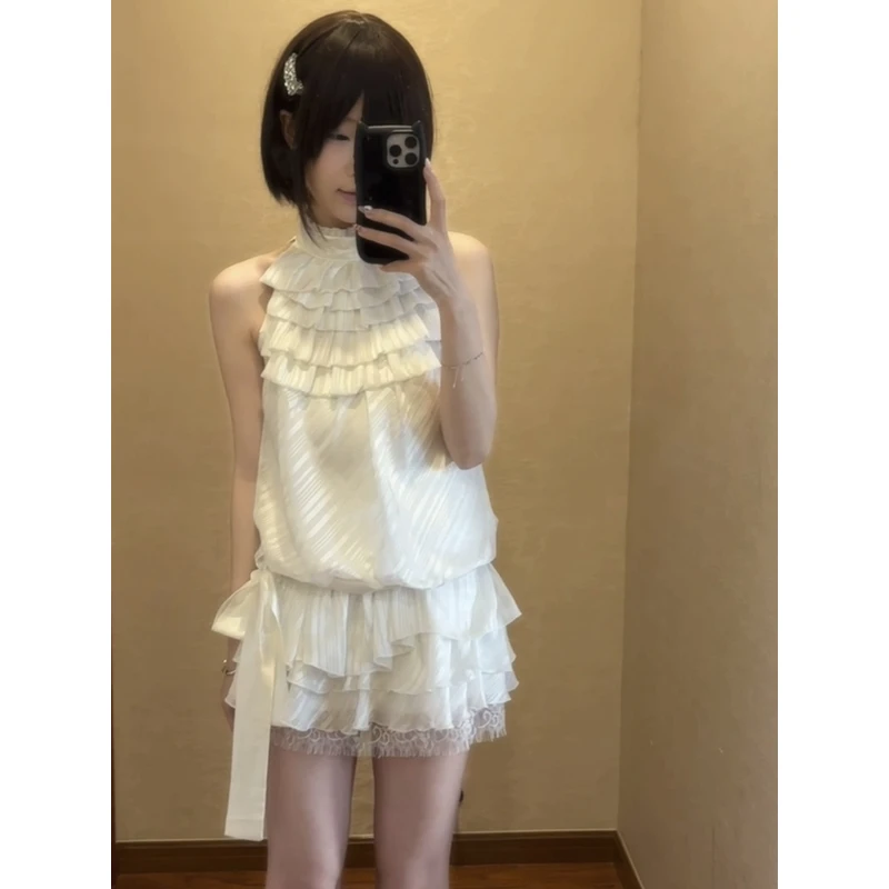 古早感雪纺挂脖套装Lo