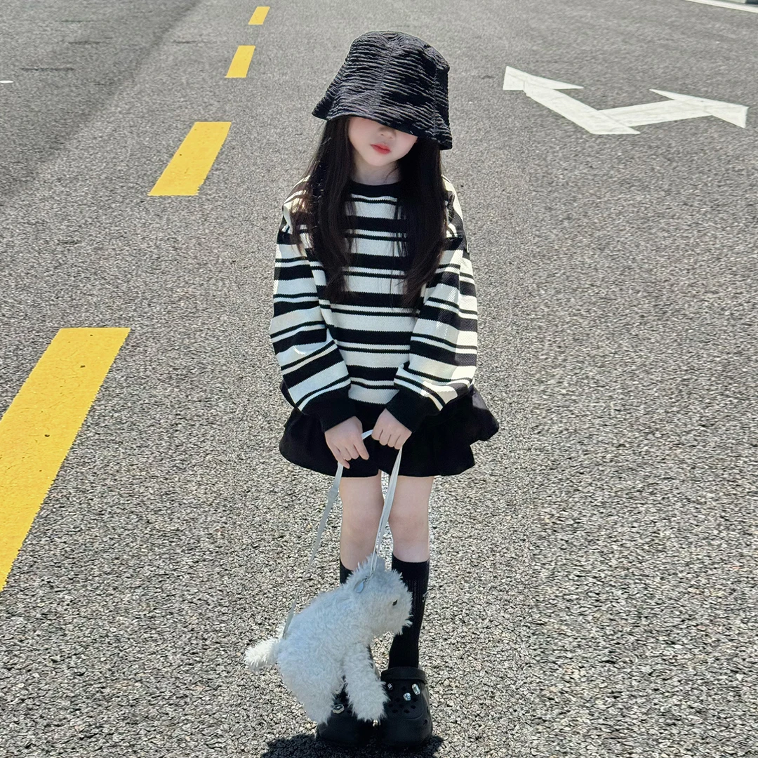 女童早秋洋气穿搭套装2025新款小女孩洋气卫衣韩系时髦儿童半身裙