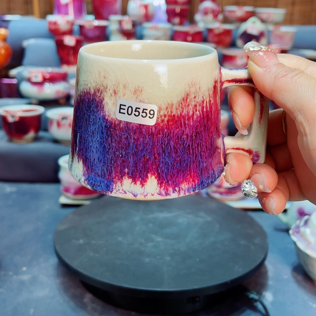 瓷片微瑕钧瓷主人杯摆件工艺品