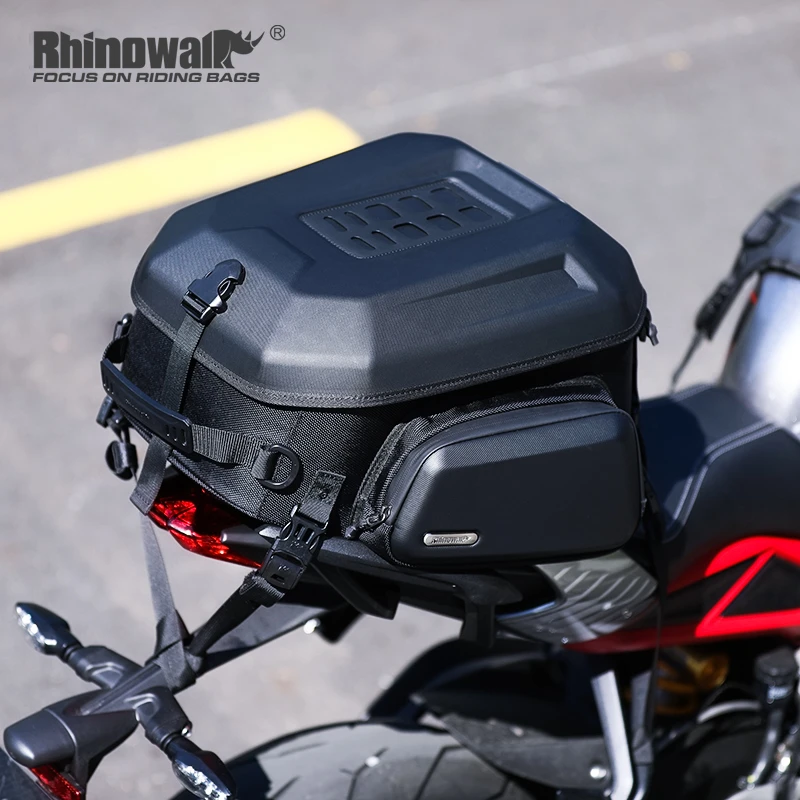 由然生犀牛漫步全盔摩托车后座包尾包骑行背包机车双肩硬壳头盔包