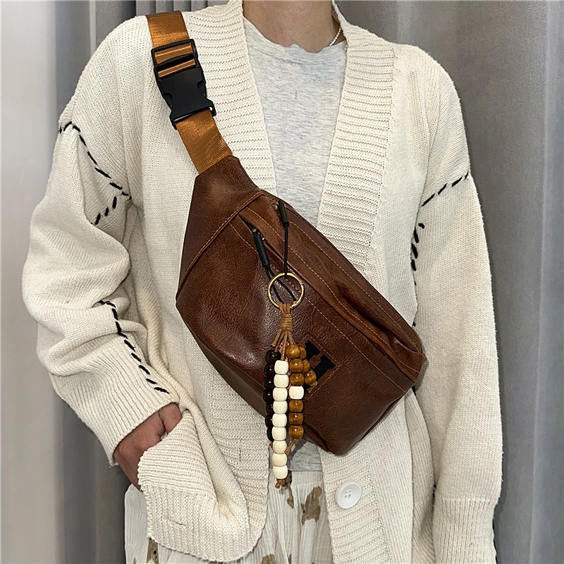 新款男士小包简约时尚街头胸前包休闲百搭斜挎包腰包后背包便携式