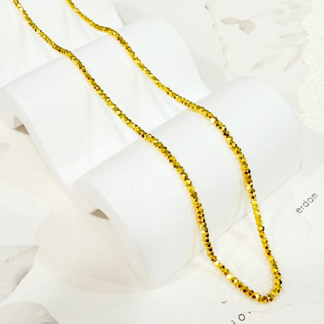 5G工艺【卡2mm蹦迪珠黄金套链】足金999