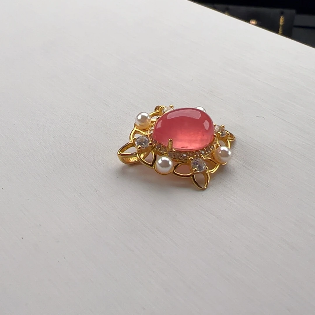 菱锰矿（红纹石）银S925镶嵌吊坠(赠链)