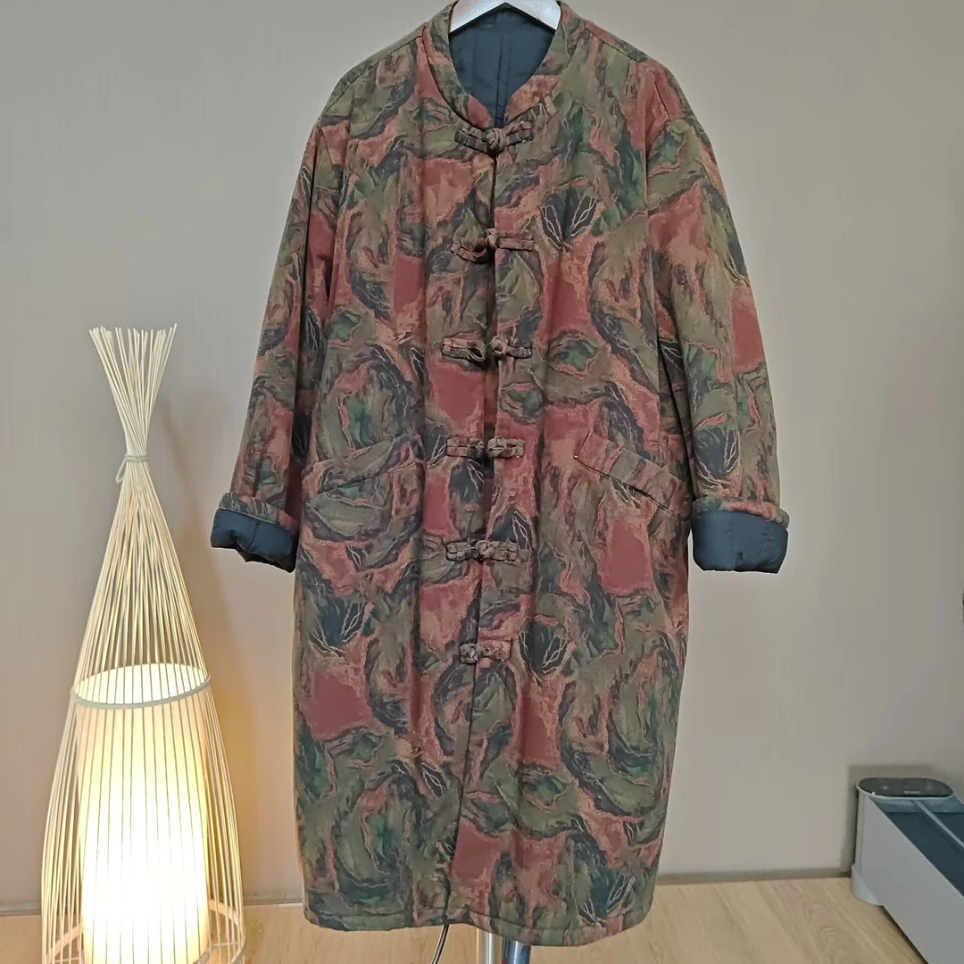 冬季新款A5224炒色做旧立领盘扣保暖棉衣