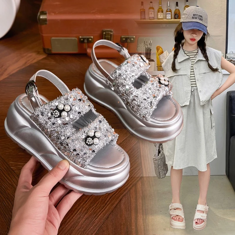 女童夏款凉鞋2025新款女孩公主凉鞋儿童软底运动凉鞋中女童夏鞋