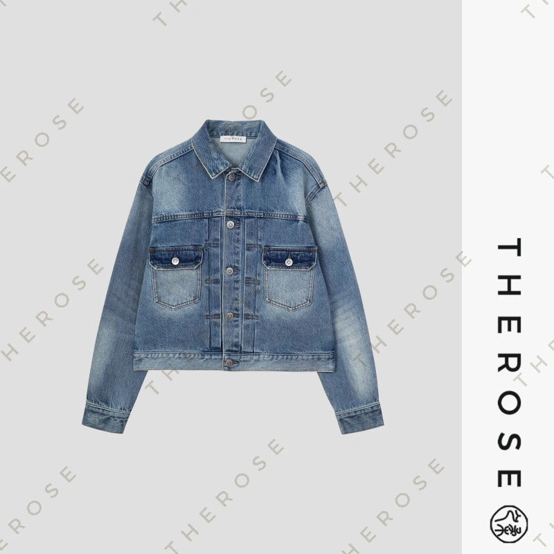 之柔【流浪地球】土耳其进口时尚休闲短款牛仔外套猫须褪色做旧上衣