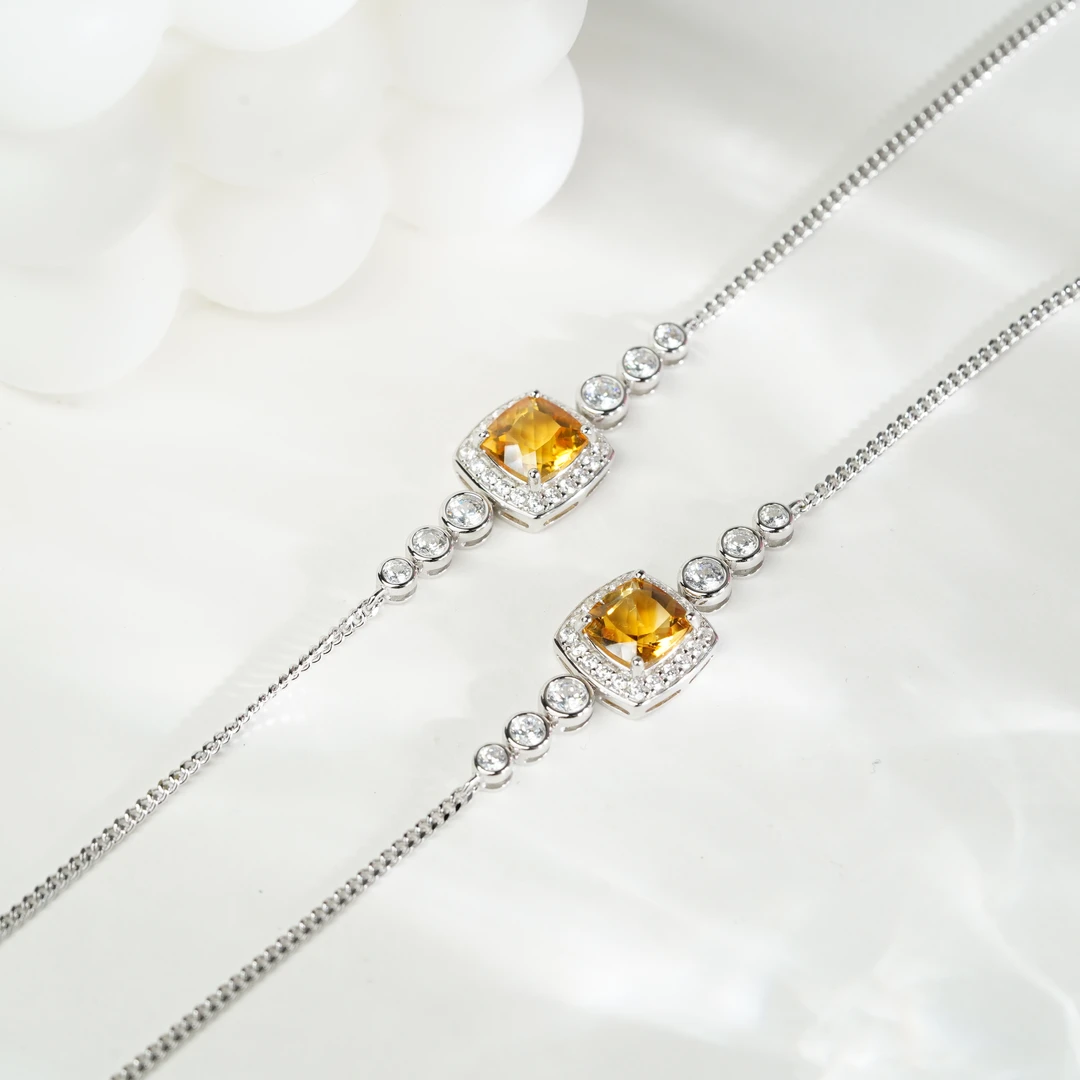 【小北好物】s925银黄水晶手链约8*8mm【多样性发一件】QH161X274