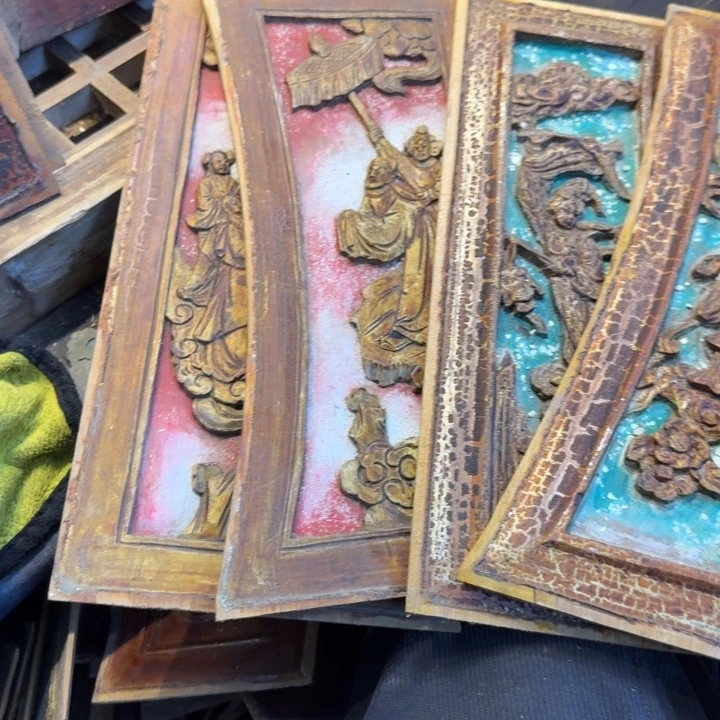 黄***乙香榧木老木雕花板艺术