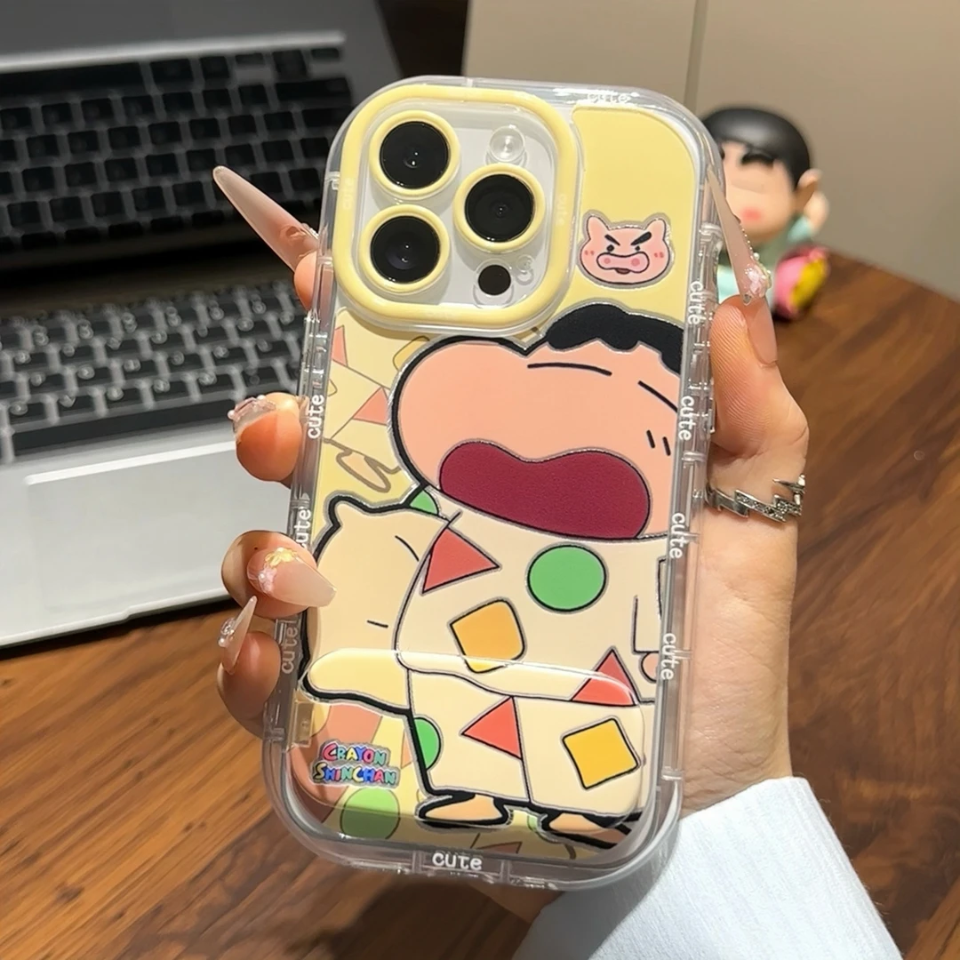 可爱睡衣小新镜子支架适用苹果16手机壳iPhone小米vivoppo华为p70